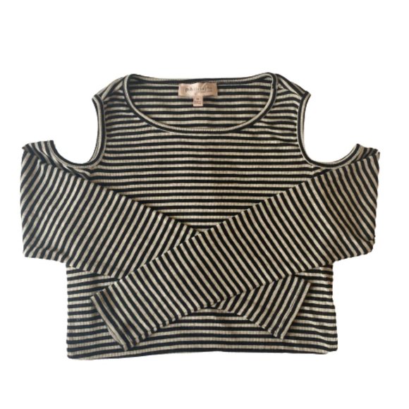 Philosophy Striped Cold Shoulder Cutout Everyday Long Sleeve Top - Picture 1 of 5